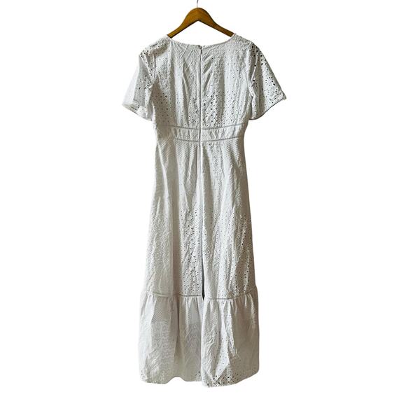 Ann Taylor Eyelet Short Sleeve Hi Low Dress Size 0 White - Picture 3 of 8
